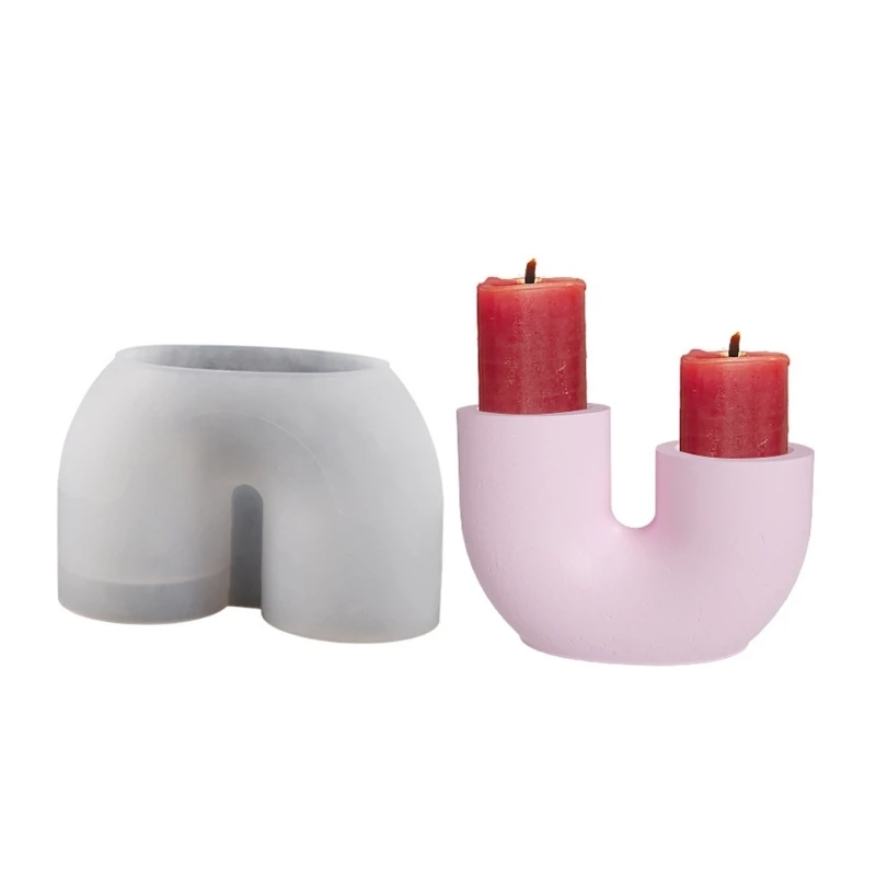 Flexible Silicone Mold U-shaped Candle Holder Arch Candle Base Epoxy Resin Mould Dropship