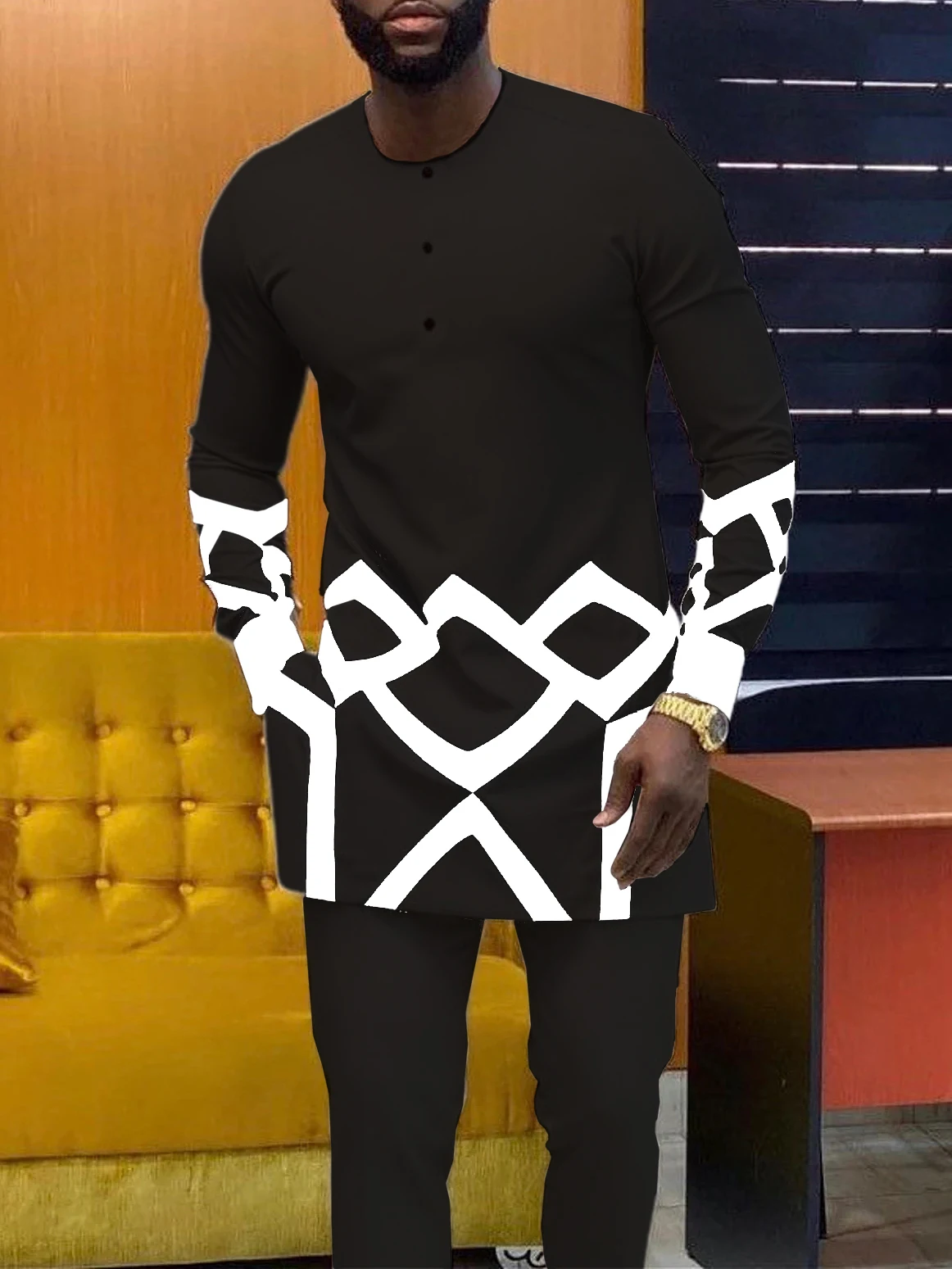 

Men's Wedding Suit Two-Piece Trousers T-Shirt Suit Men's Elegant Suit Patchwork Crew Neck Classic Men's Social Suit Dress
