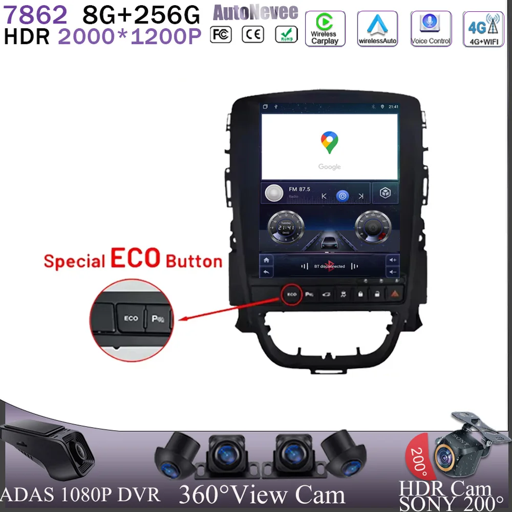 Carplay вертикальный беспроводной Android Auto для Opel Astra J 2009-2015 автомобильный