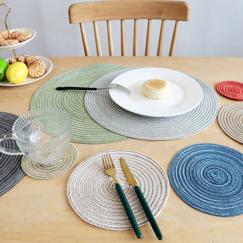 Round Placemats Set of 6 Braided Circle Place Mat Washable Table Mats for Kitchen Dining Table Mixed Color Non-Slip Place mats