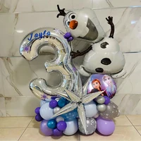 34pcs frozen princess theme balloon set large size olaf balloon 32 inch silver digital balloon birthday party baby shower decors