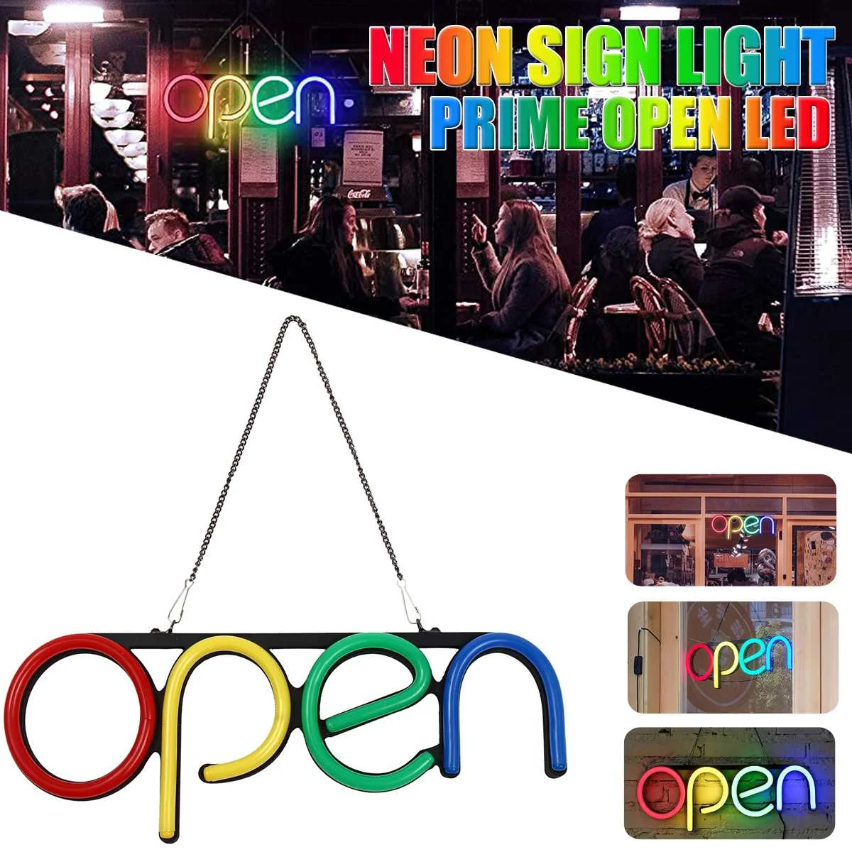 negocio aberto led neon sinal tubo de luz arte barra pub clube pendurado parede publicidade