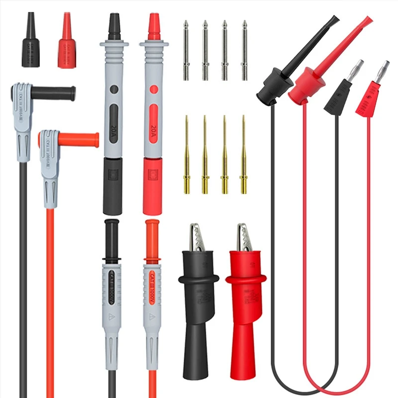 

P1308B 18PCS Test Lead Kit Test Hook Cable Replaceable Multimeter Probe Alligator Clip
