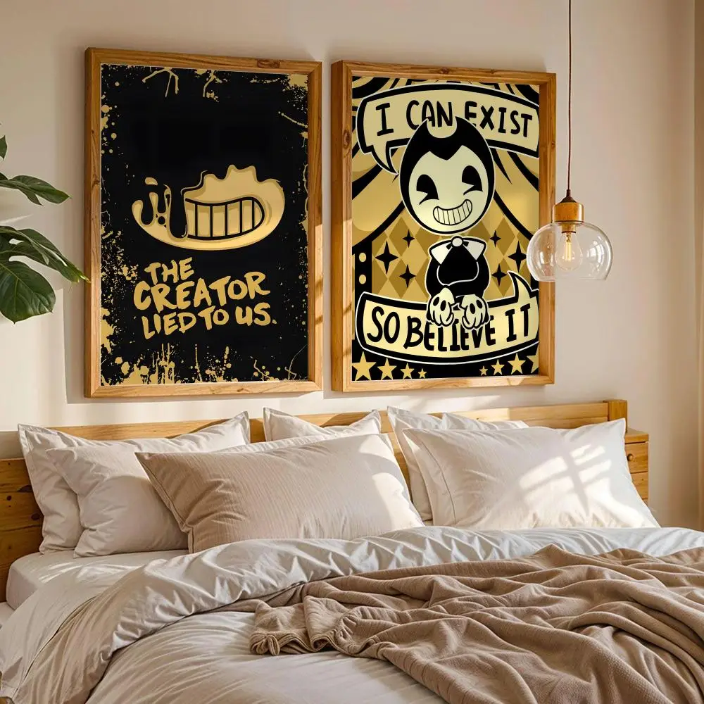 Фото Постеры-наклейки B-Bendy and the Ink M-Machine, HD-печать, самоклеящиеся, для декора гостиной, современные настенные наклейки, подарок №3