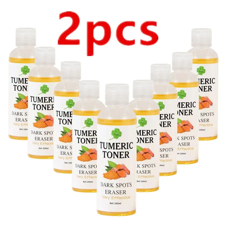 

2pcs Tumeric Dark Spots Toner Spots Eraser Corrector Turmeric Fade Blemishes Dark Spot Remover Acne Remover 100ml