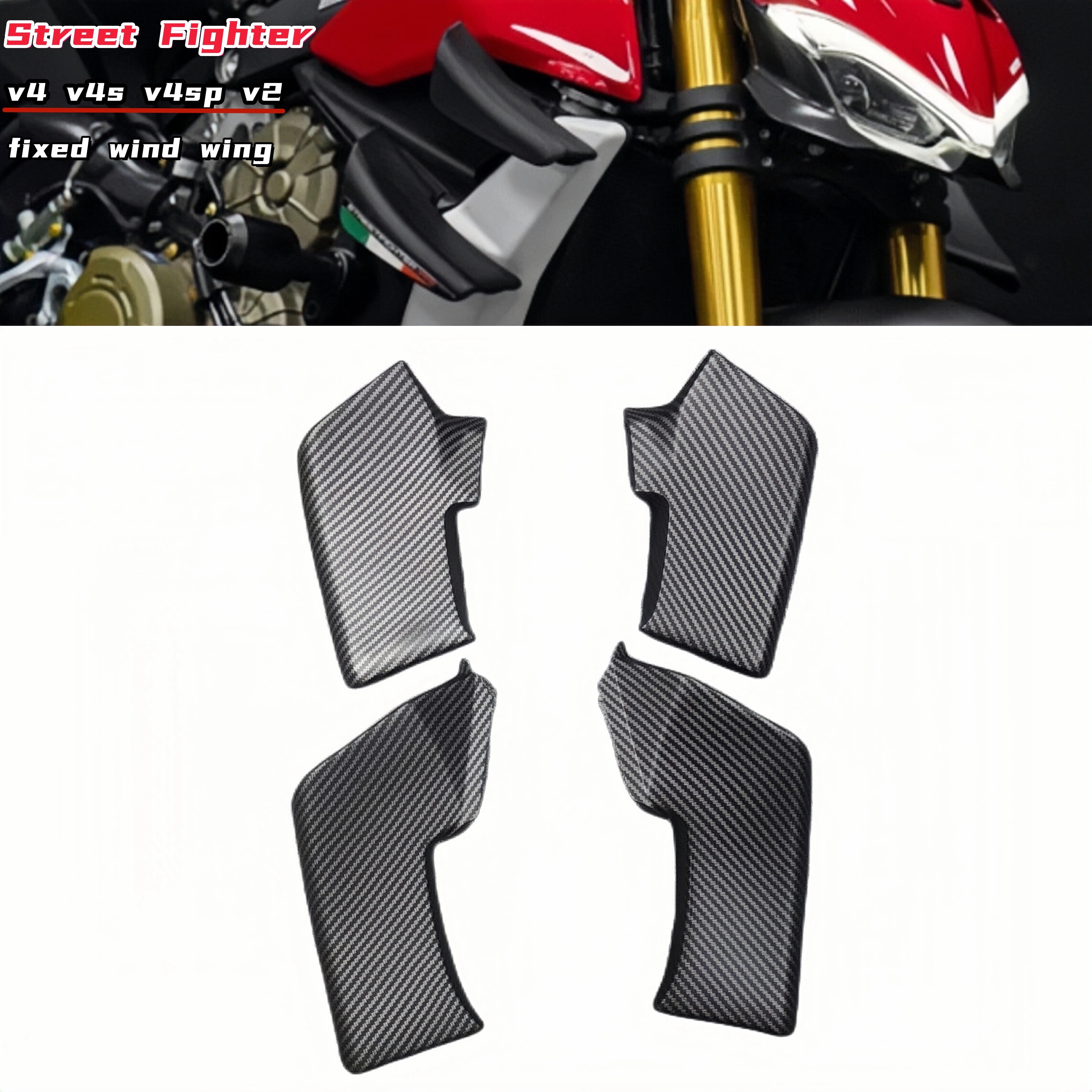 

Ducati Street Fighter Motorcycle V4 V4S V4SP V2 2020 - 2023 Body Fixed Wing Air Deflector Spoiler Bracket Spoiler Carbon Fiber
