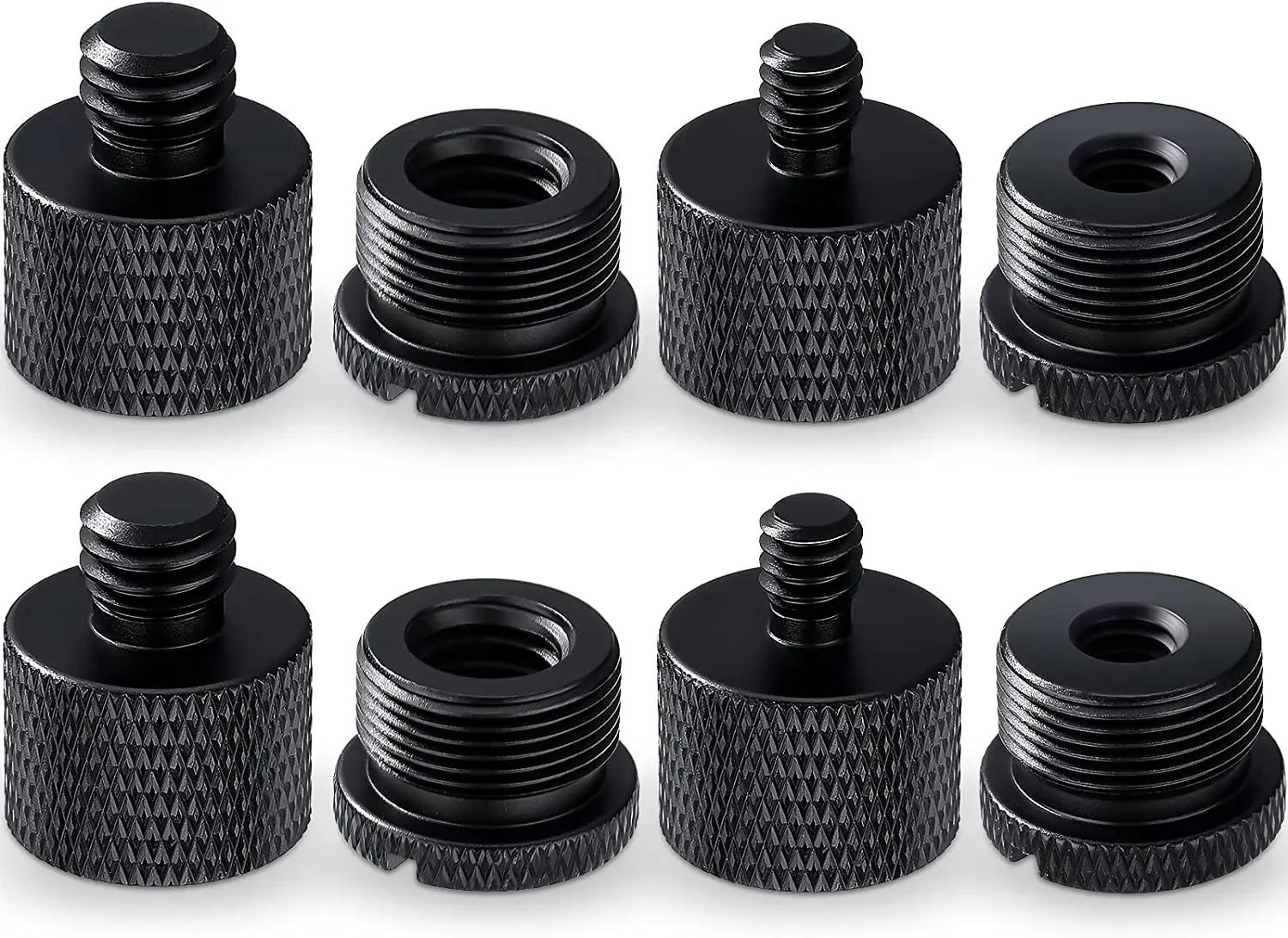 

8 Pcs black Mic Stand Adapter Mic Thread Adapter Set, 5/8 Female to 3/8 Male and 3/8 Female to 5/8 Male, 5/8 Female to 1/4 Male