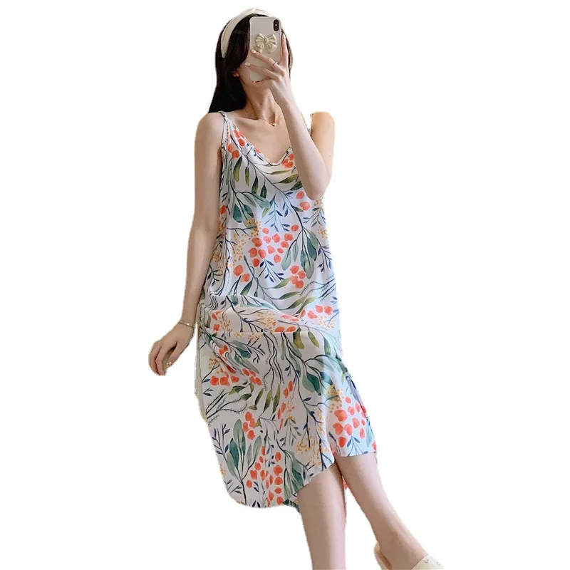 Cotton Silk Nightdress Women's Summer Thin Section Sexy Suspender Dress Japanese Court Style Pajamas Home Service