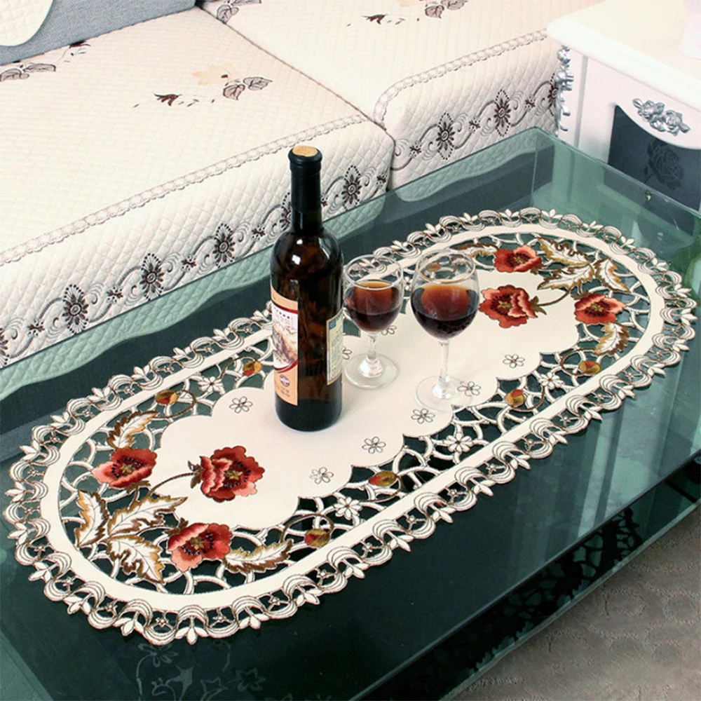 

Satin Fabric Pastoral Table Cover 40x85cm Waterproof Tablecloth For Kitchen Dining Room Party Holiday Tabletop Decoration