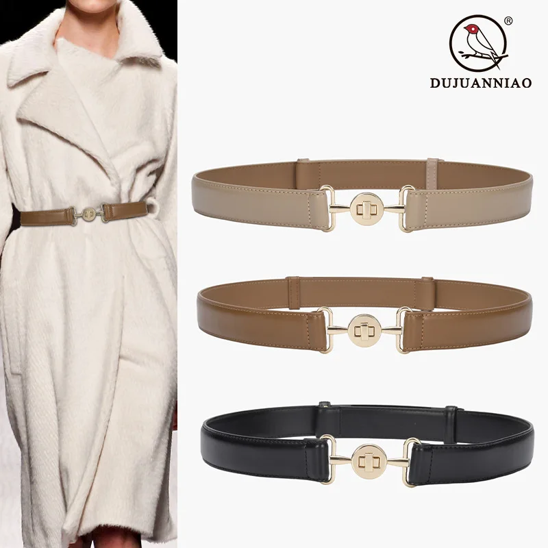 Women's Belt Leather Decoration Suit Coat with Skirt Fashion Versatile Sweater Waist Closure Buckle Vintage Designer Belt