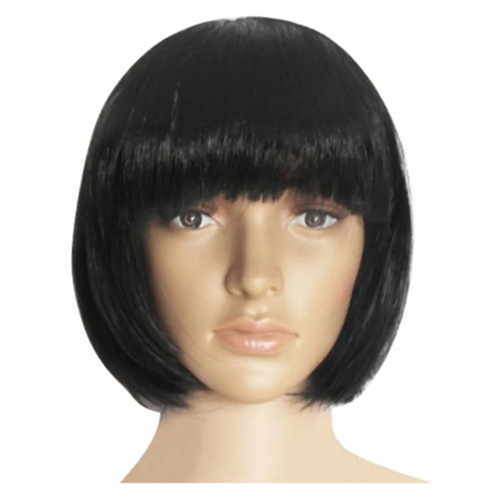 Short Bob Hair Black Synthetic Wigs For Women African American Cosplay Natural High Temperature Fiber Heat Resistant |