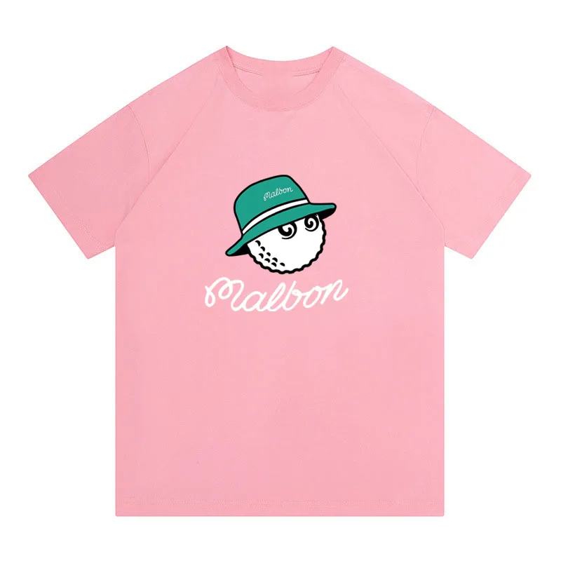 Cotton Golf Clothing for Men and Women Summer Golf Tops Malbon Golf Bucket Hat Short Sleeve Fashion Couple Loose Golf T-Shirt