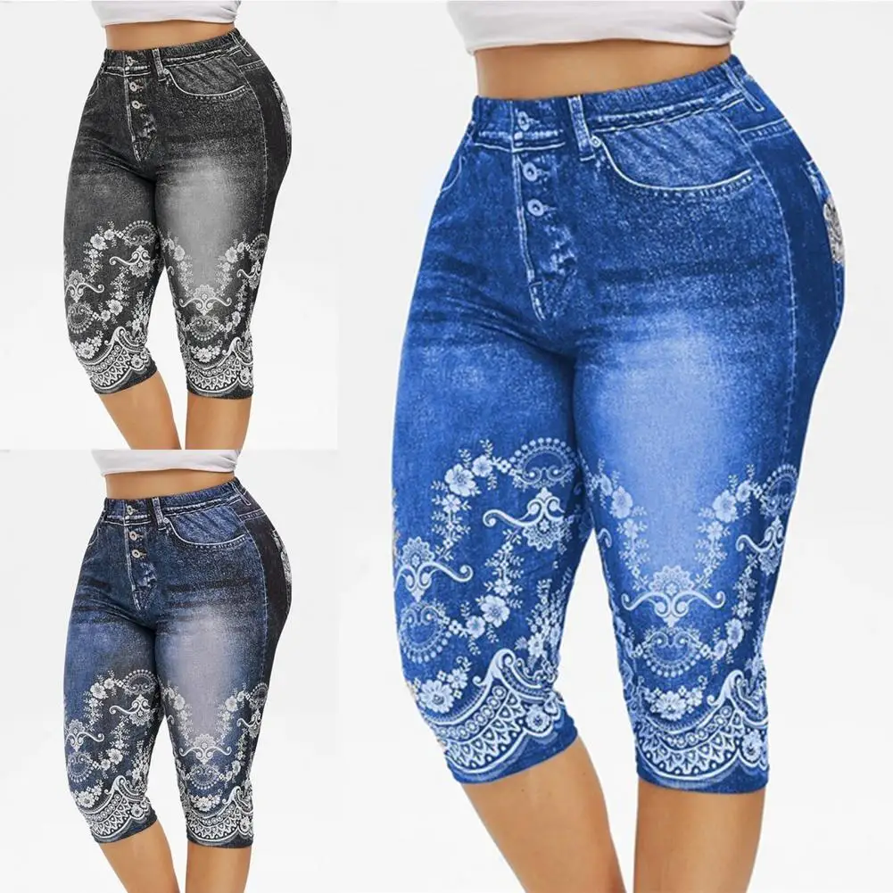 

Capri Pants Mid-Calf Yoga Pants Skinny High Waist Cropped Trousers