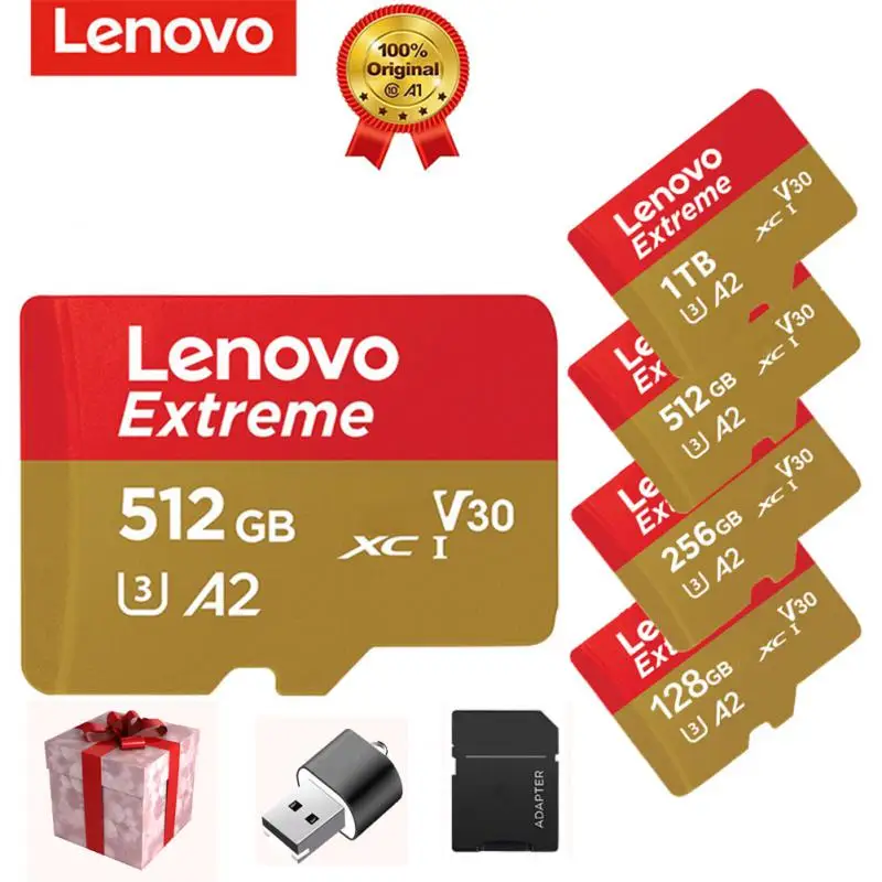 

Оригинальная SD-карта Lenovo Extreme, 1 ТБ, 512 ГБ, 256 ГБ, 128 ГБ для камеры видеонаблюдения с телефоном и дроном, высокоскоростная TF-карта, 2023