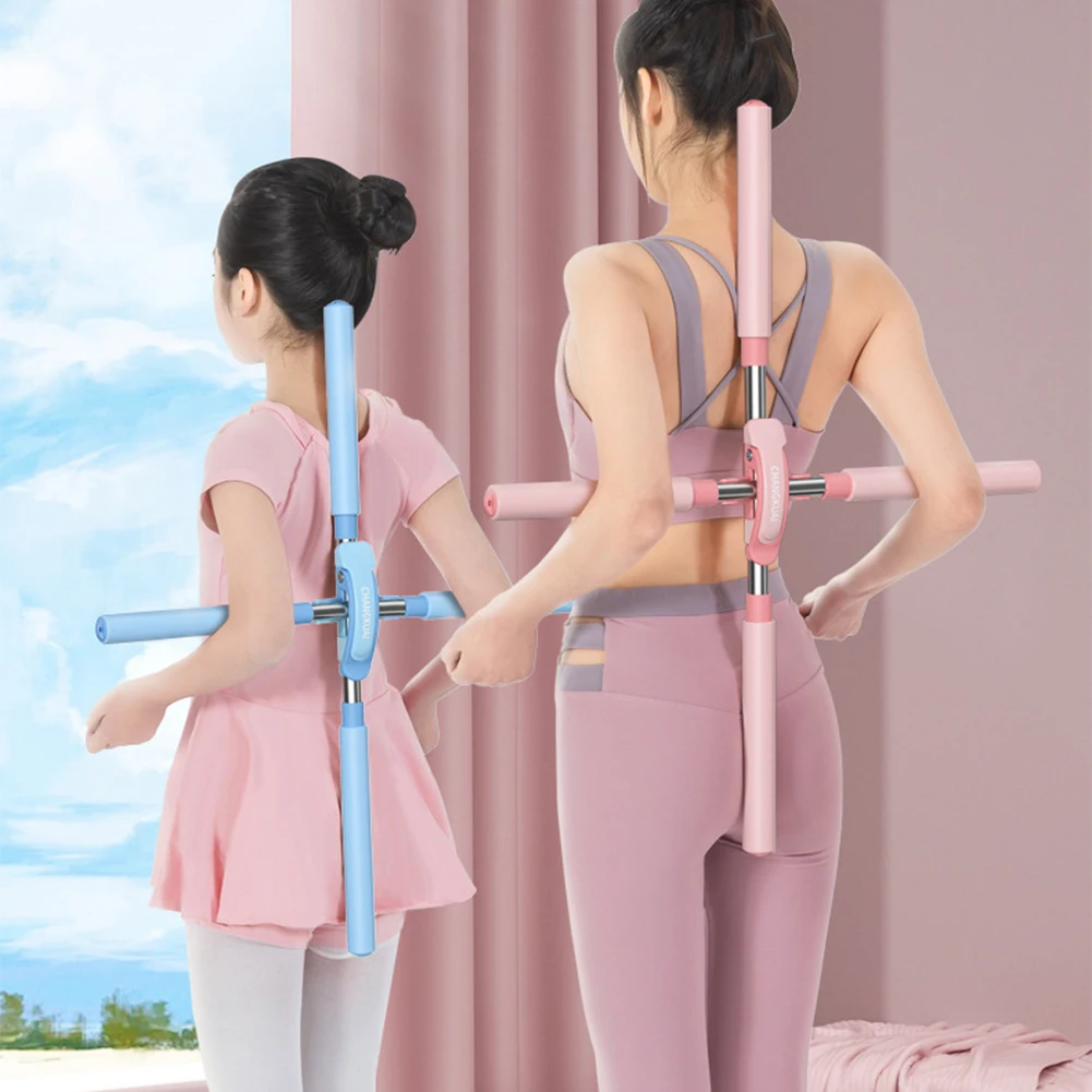 

Yoga Hunchback Corrector Adjustable Stainless Steel Body Stick Cross Open Back Standing Training Stick Gym Home Sports Equipment