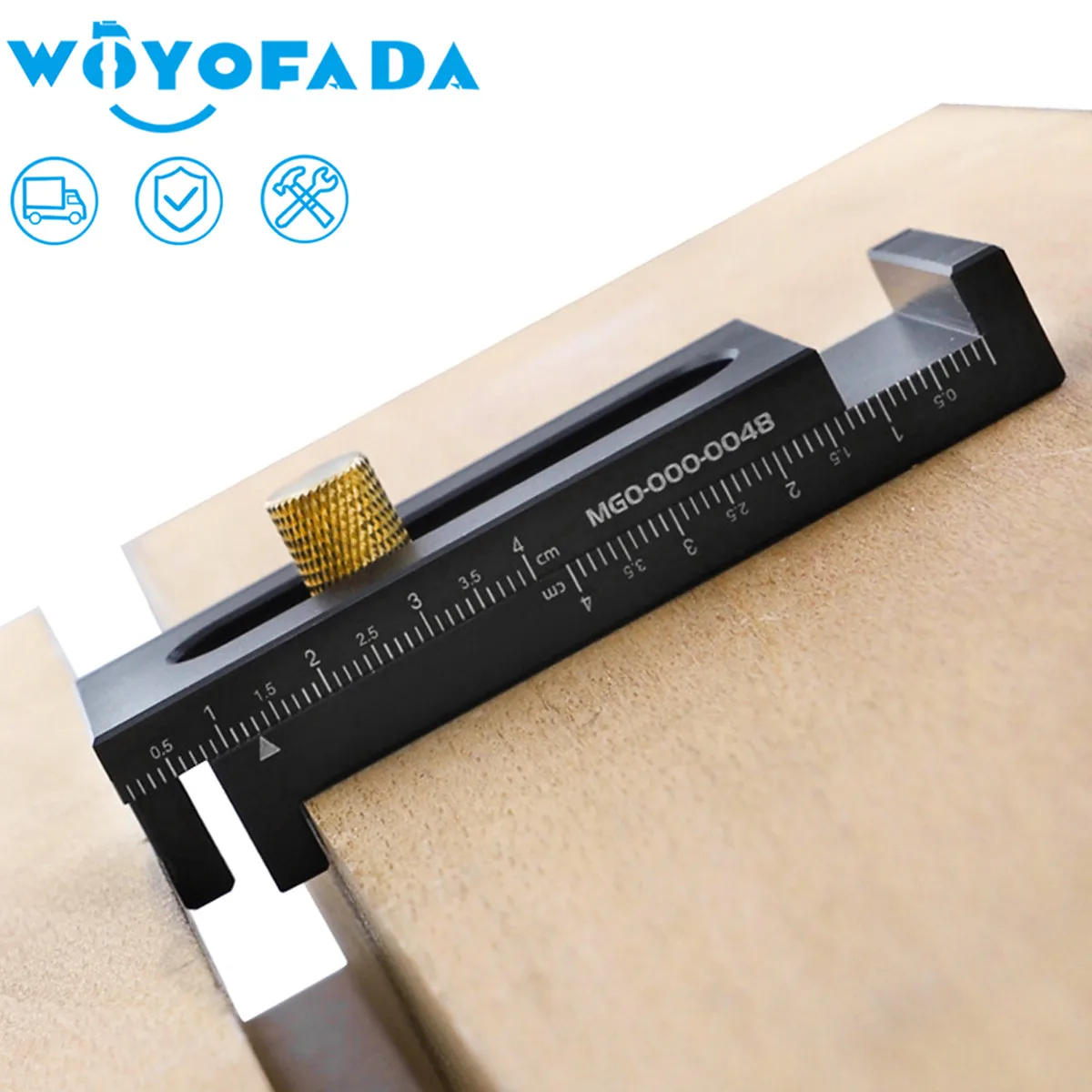 

High-Precision Woodworking Gauge Table Saw Gap Gauge 0.5-4cm Depth Measurer Seam Gauge, Aluminum Alloy Saw Groove Adjuster Tool