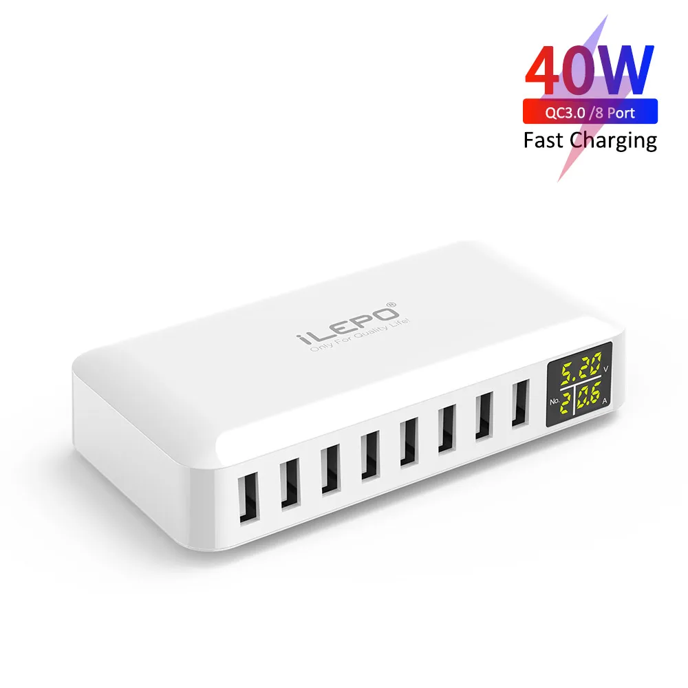 

ILEPO Multi USB Charger Station,40W 8-Port USB Multi Port Charger USB Charging Station for Multiple Device for Smartphone