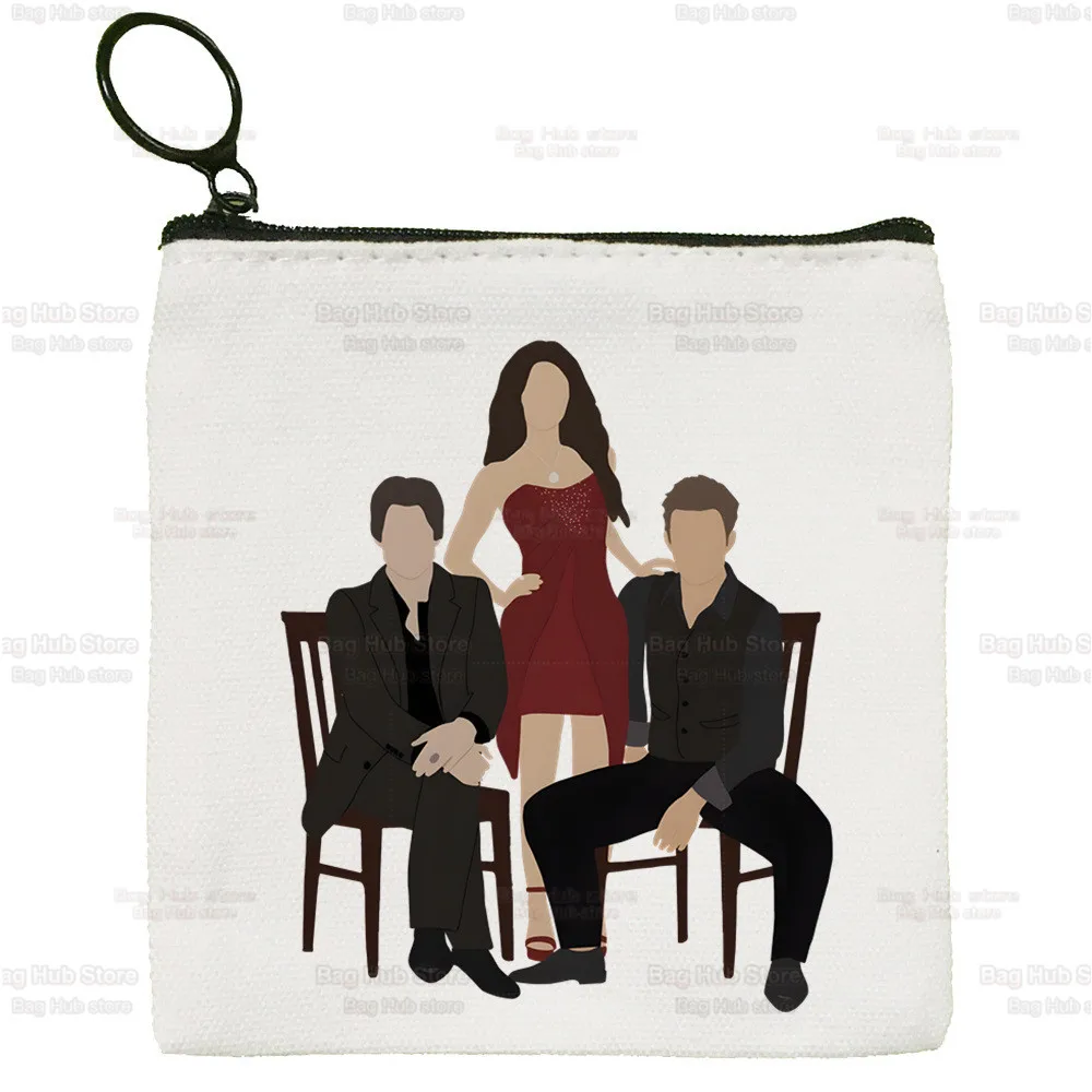 The Vampire Diaries Coin Purse Female Mini Canvas Art Elena Katherine Cute Key Case Vintage Gilbert Coin Purse Student Wallet
