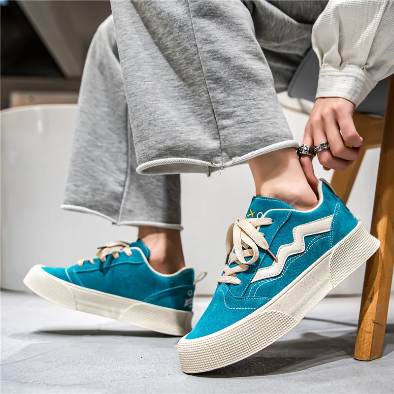 Summer Blue Classic Chunky Men's Skateboard Shoes Comfortable Lace-up Mens Sports Shoes Breathable Anti-slip Men Casual Sneakers