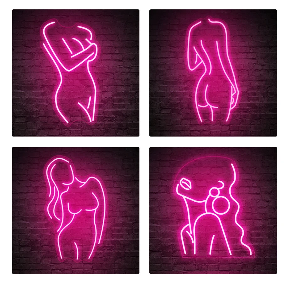 Lady Neon Logo Pink Women's Back LED Sexy Beauty Neon Bedroom Atmosphere decoration neon  Light USB Neon Sign
