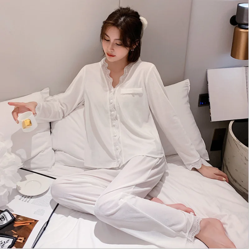 

Pajamas Set Long-Sleeved Trousers Gold Velvet Pajamas Women Spring Autumn Two-Piece Homewear for Woman