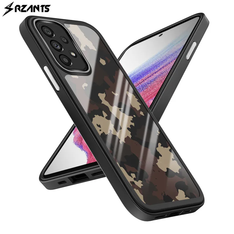 

Rzants Camouflage Case for Samsung Galaxy A53 5G Half Clear Military Original Cover Hard Back Phone Shell