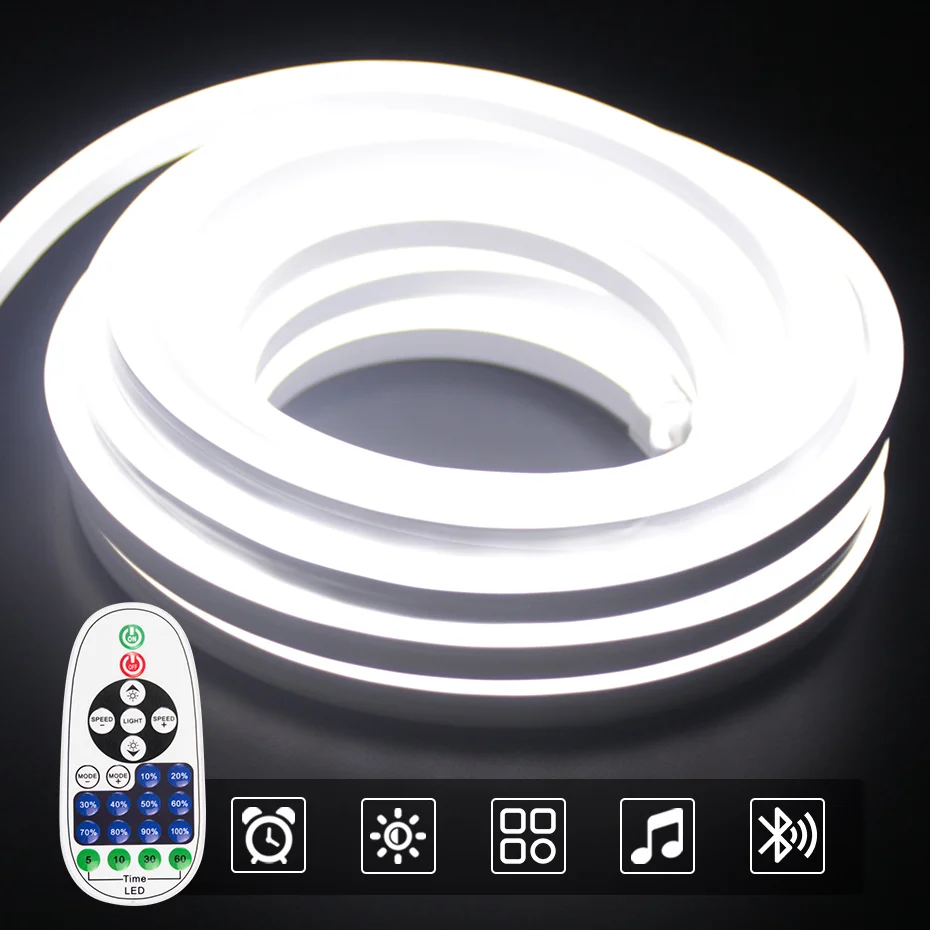 

220V LED Neon Strip 1-100m SMD 2835 Led Tape Light Dimmable IP67 Waterproof Flexible Ribbon Rope 120LEDs/M For Home Decoration