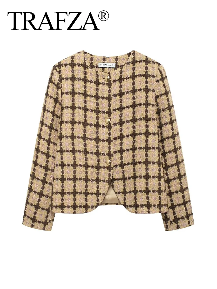 TRAFZA женское зимнее модное шерстяное тканое пальто с круглым вырезом и длинными