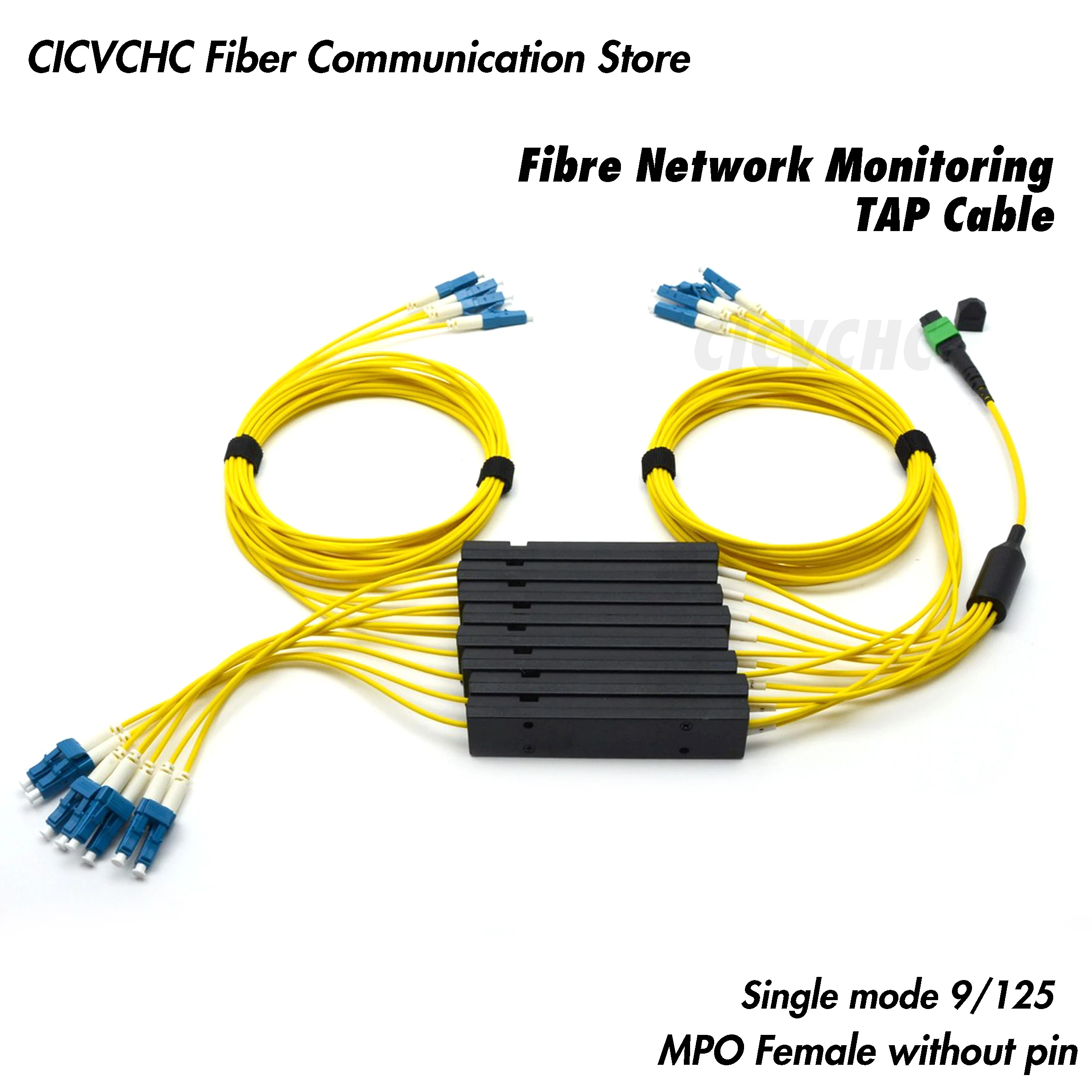 MPO Splitter (TAP) Cables 8 Fibers for Network Monitoring with SM, MPO/APC to LC/UPC, 2mm cable