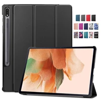 for samsung galaxy tab s7s8 plus fe case tri folding stand magnetic protective cover for funda samsung galaxy s6 lite case