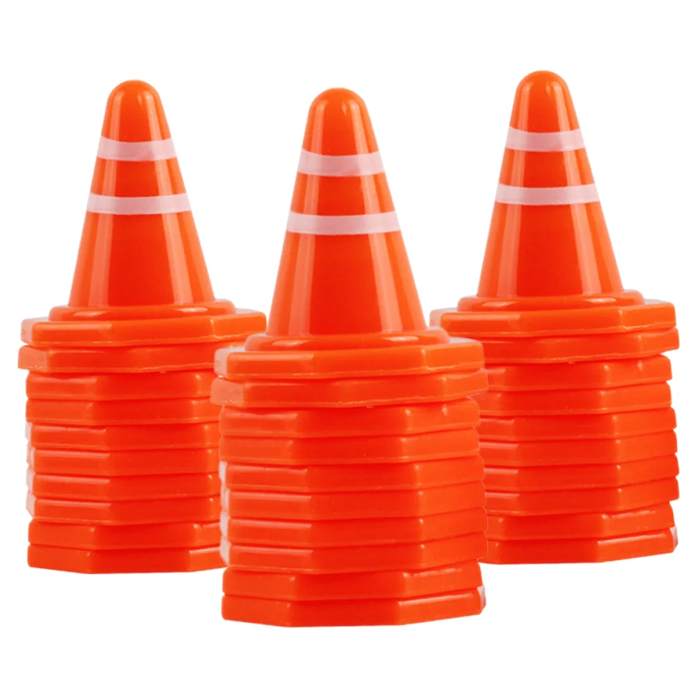 

50pcs Mini Traffic Cones Construction Road Cones Mini Roadblocks Model DIY Sand Table Ornaments