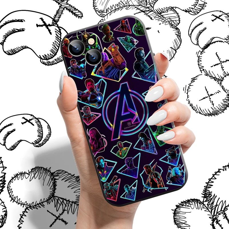 

Marvel The Avengers Iron Man Phone Case For Apple iPhone 13 12 11 Pro 12 13 Mini X XR XS Max SE 6 6s 7 8 Plus Black Back