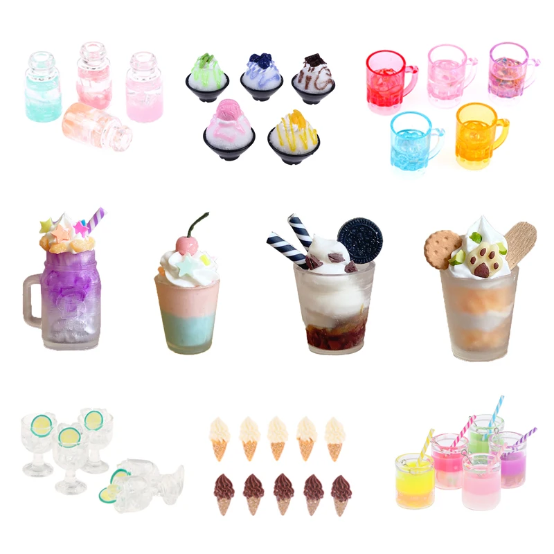 

1:12 Dollhouse Chocolate Cookies Ice Cream Mini Frappuccino Cup Coffee Wine Cup Simulation Cake Ice Cream Cups Doll Kitchen Toys