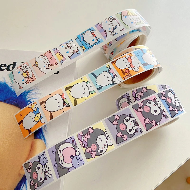 

Cinnamoroll Kuromi Hello Kitty Pochacco Sanrio Kawaii Cartoon Cute Roll of Stickers Anime Plush Toys for Girls Birthday Gift