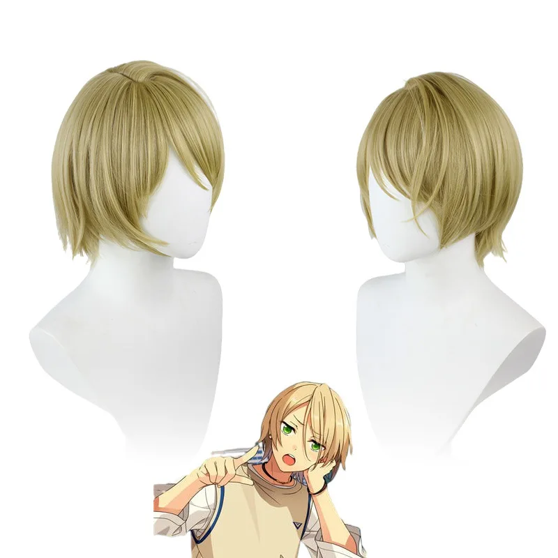 

Idol Dream Festival Shiratori Lanliang Cosplay Anime Wig Light Gold Halloween Short Hairband Bangs Heat Resistant Synthetic Wig