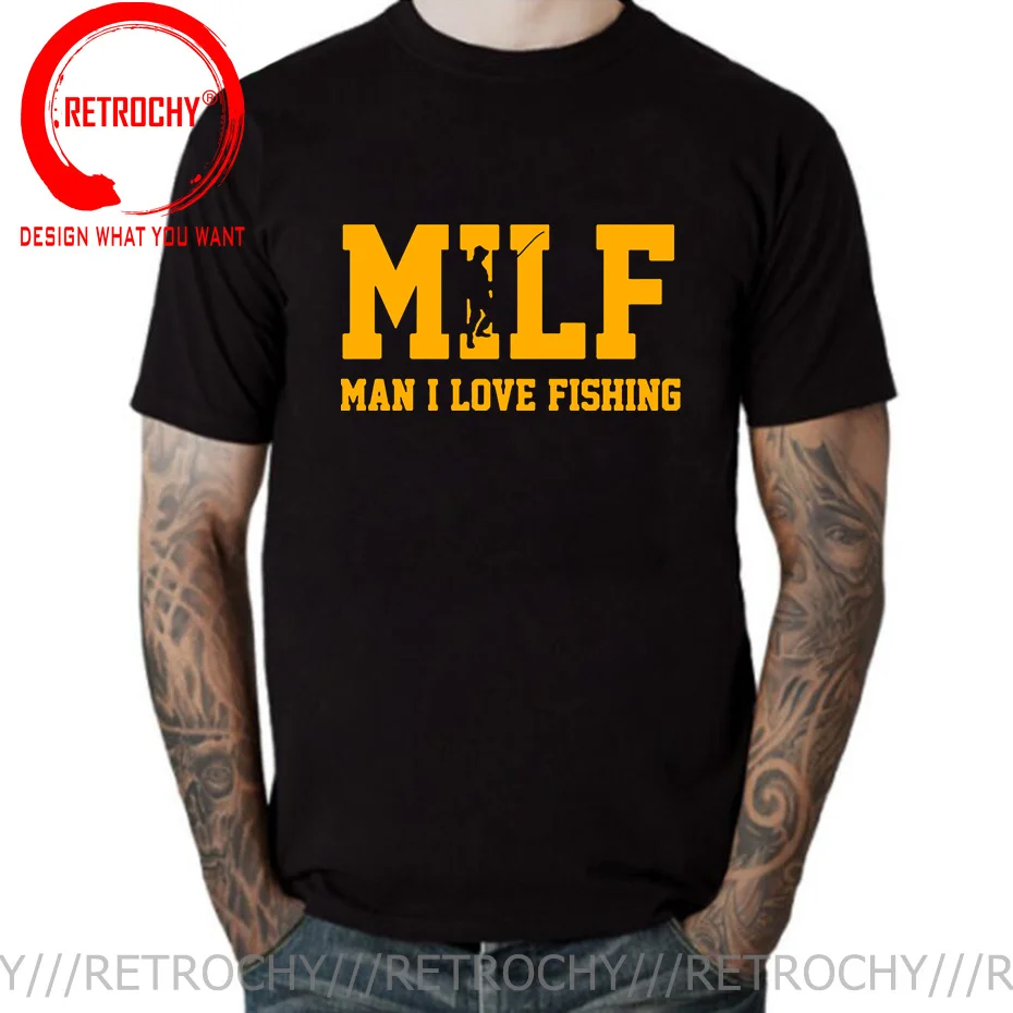 

Funny Men Summer Fashion MILF T Shirt Hombre Fish Cotton Man I Love Fishing T-shirt Homme Fishinger Fisher Tops Camisetas Tshirt