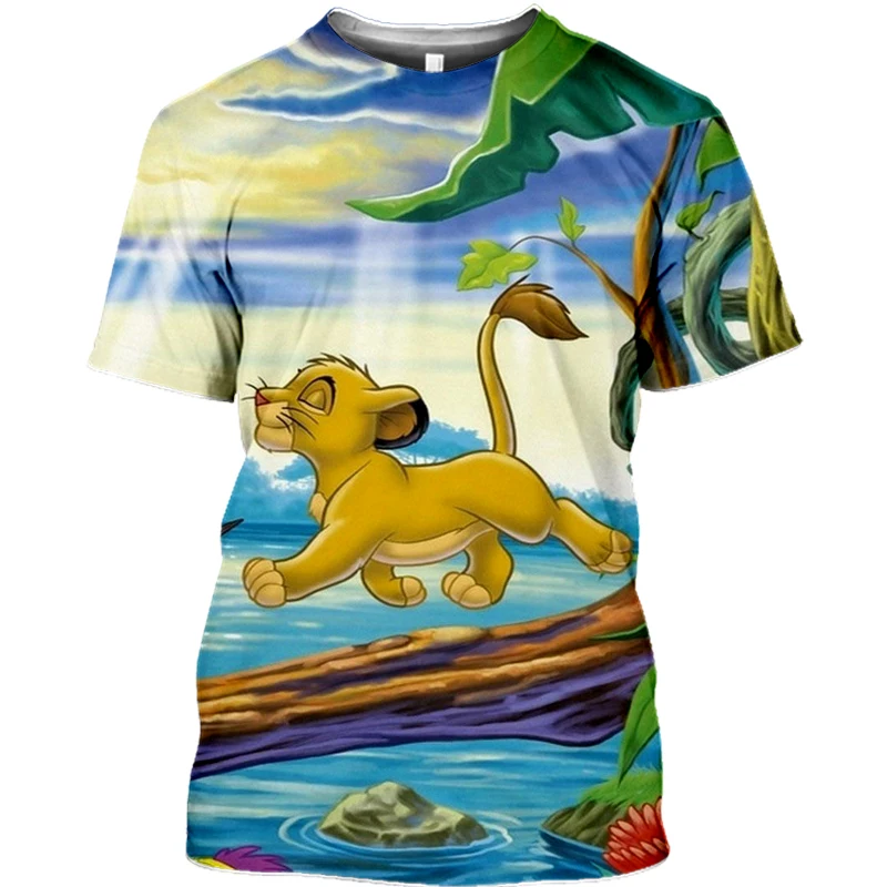 

Summer Children 3D T-shirt Simba and Nala Lion King Print T shirts Kid Black White Casual Baby Girl Boy Harajuku Disney Tee