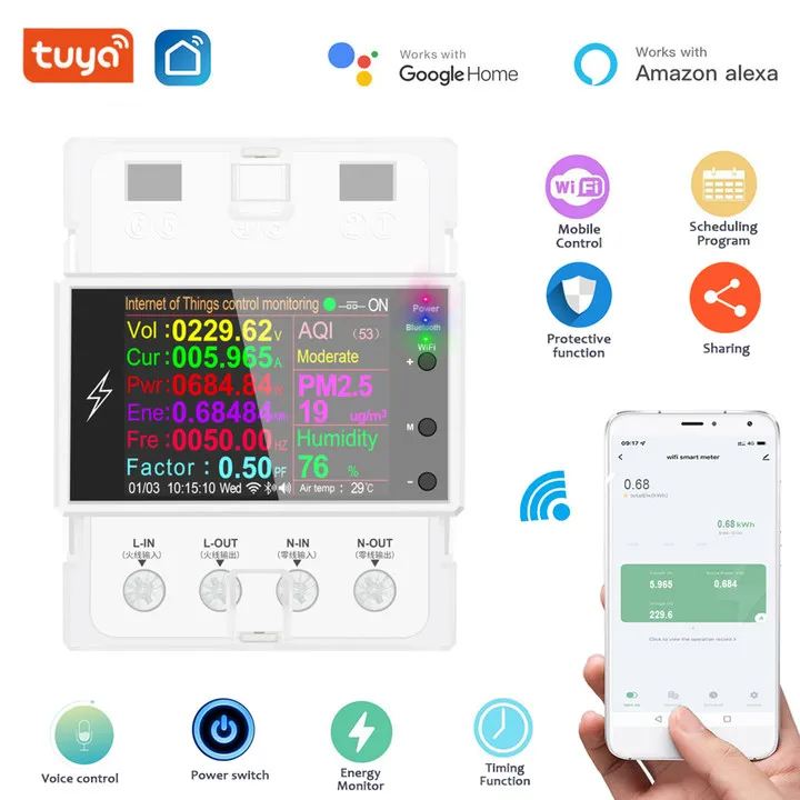 

Смарт-переключатель AT4PW 100A с Wi-Fi/Bluetooth, AC 220 В 110 В