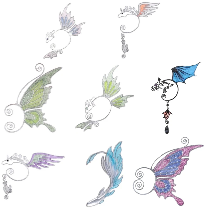 Обруч для ушей без пирсинга серьги-манжеты в форме крыльев бабочки и дракона