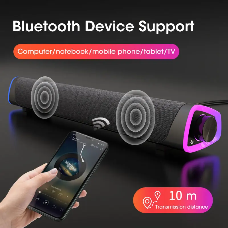 Niye Wired USB + Wireless Bluetooth Computer altoparlante Stereo Subwoofer Soundbar 3D...