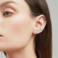 korean style stainless steel round zircon stud earring for women simple design zircon small ear studs 2345678mm