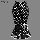 Юбка-годе Женская в горошек, элегантная облегающая юбка на пуговицах, Эротичная модная уличная одежда, подчеркивает индивидуальность