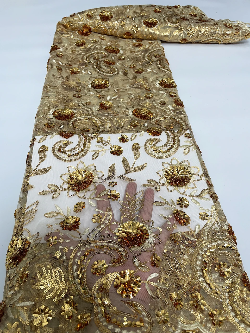 Элегантная французская кружевная ткань с блестками для роскошных фотоплатьев 2023