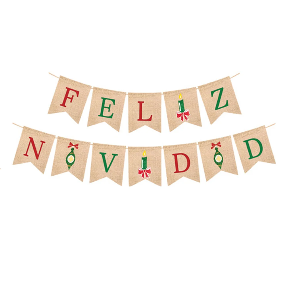 

Christmas Banner Merry Hanging Mantle Signspanish Burlap Party Backdrop Decoration Bunting