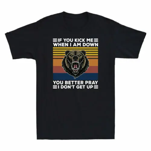 

Футболка мужская хлопковая с круглым вырезом, Повседневная рубашка с коротким рукавом, топ в стиле Харадзюку, с надписью «Bear If You Kick Me I Am»