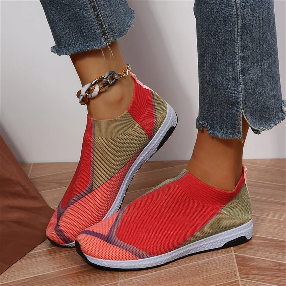 Women's Breathable Sneakers 2023 Spring New Mix Colors Slip On Ladies Comfy Loafers 35-43 Large-Sized Outdoor Female Sport Flats