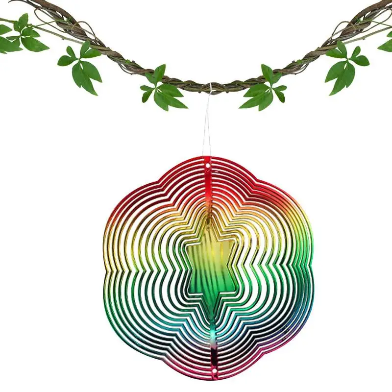 

Цветные шестиугольные 3D отпугивающие птицы ветряные колокольчики вращающийся ветер поворотные птичьи поворотные осветительные приборы д...