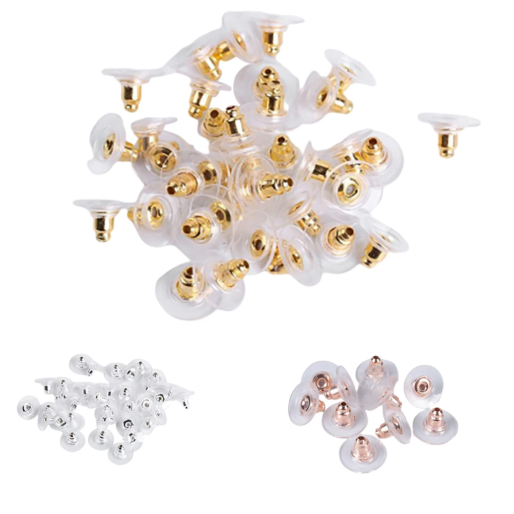 

100 Pair Earring Backs Stoppers Crafts Plated Replacements Earrings Droop Backstops Rings Accessories Decoration