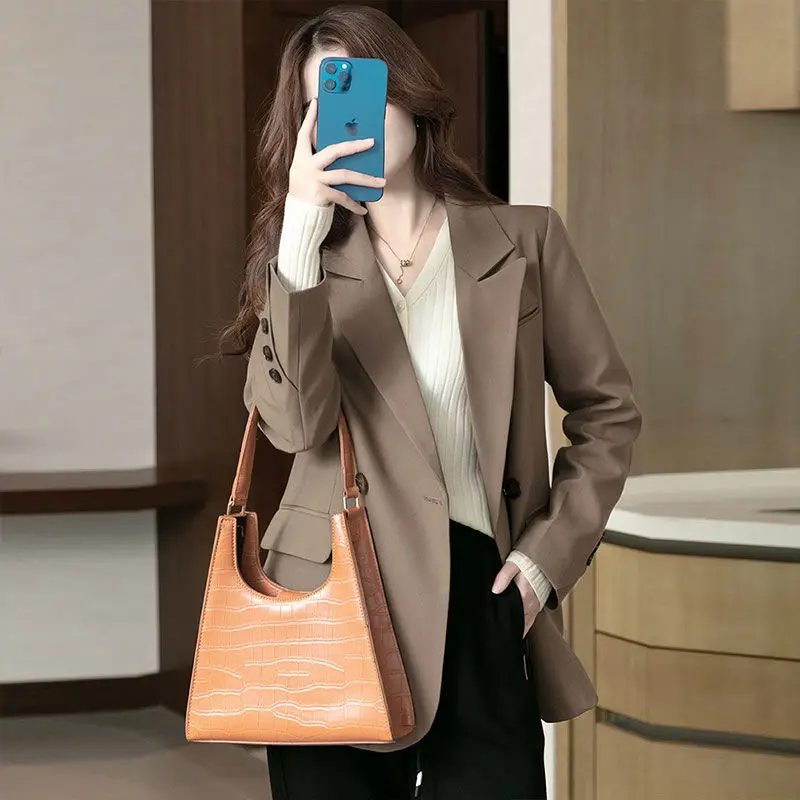 

Женский цельный костюм, роскошный модный Женский блейзер цвета кофе, весна-осень 2022, Женская куртка, элегантные блейзеры, шикарные женские блейзеры