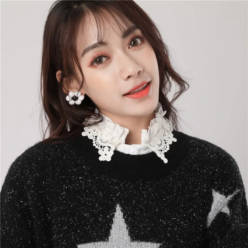 

Women White Stand Fake Collars Blouse Half Shirt Top Detachable Collar Femme Removable False Collars Neckwear Accessories